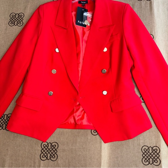Fate NWT! Women'S Casual Double Breasted Red Blazer Size M - Picture 4 of 16